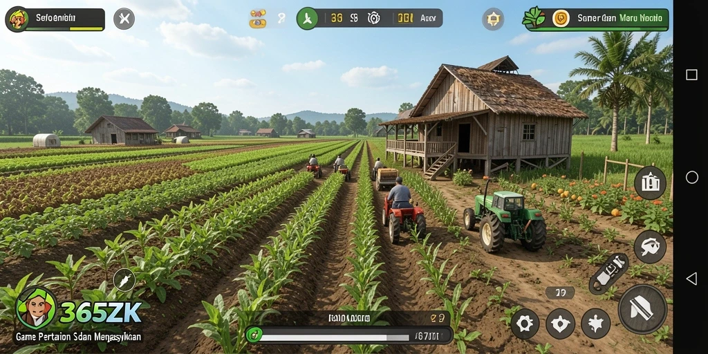 Tampilan gameplay menarik dari 365ZK dengan suasana pertanian.