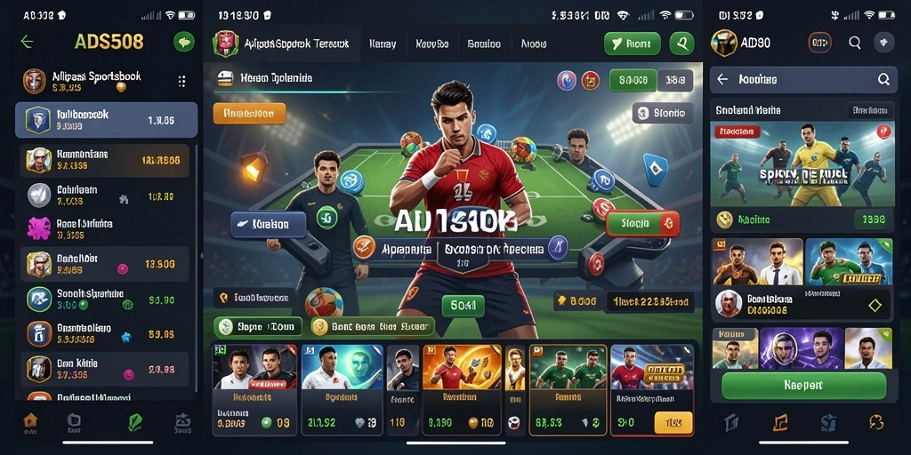 Screenshot utama ADS508 menampilkan antarmuka taruhan olahraga yang intuitif.