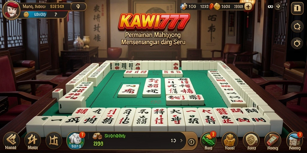 Tampilan menarik dari gameplay KAWI777 dengan ubin Mahjong yang berwarna-warni.